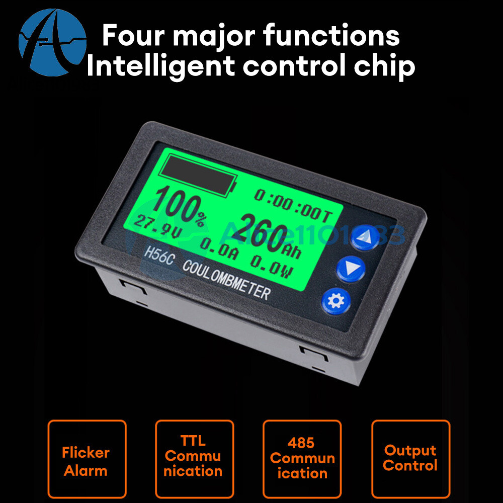 DC 9-100V 50-400A Battery Hall Coulometer Voltmeter Ammeter Coulomb Meter