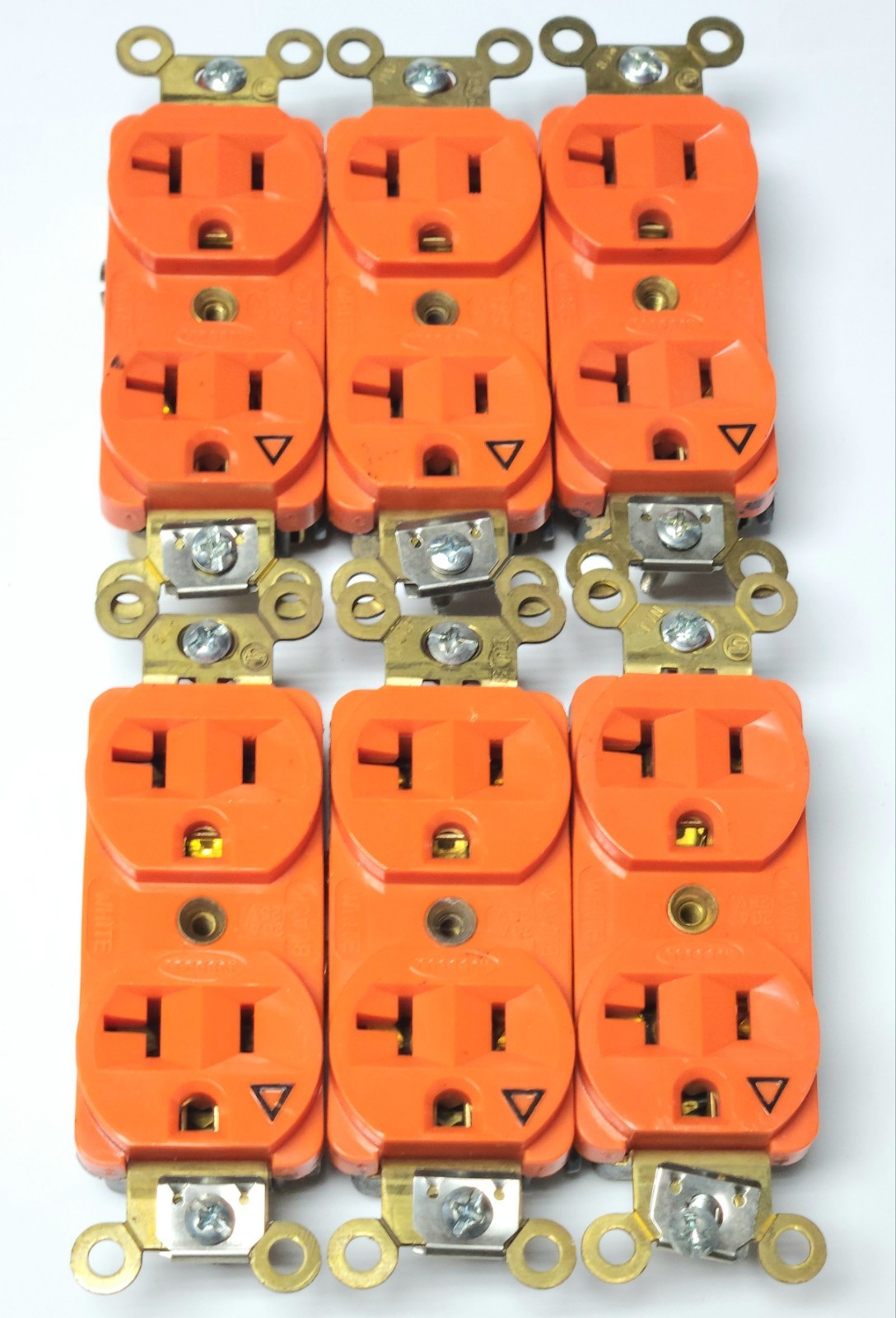 LOT OF 6 HUBBELL IG5362 ORANGE DUPLEX 20 AMP 125 VAC Receptacle