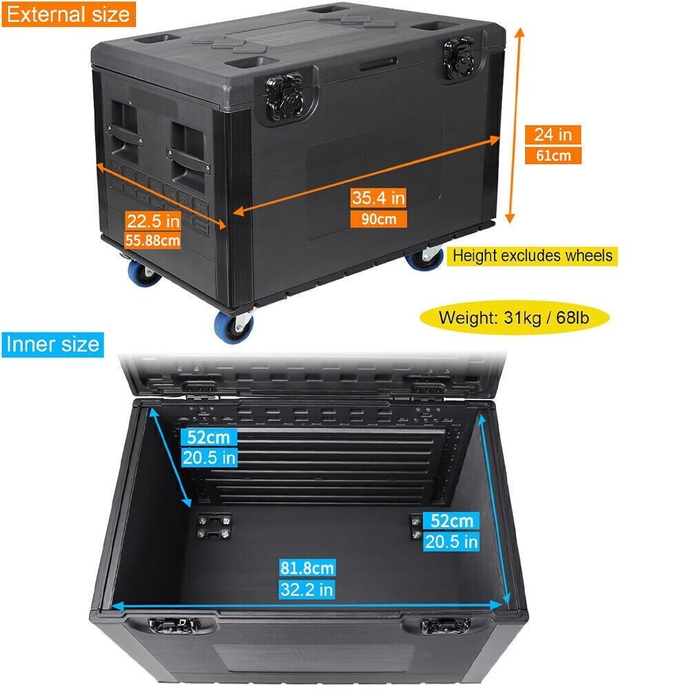 Corrosion Resistance Waterproof Collapsible HDPE Utility Trunk Cable Flight Case