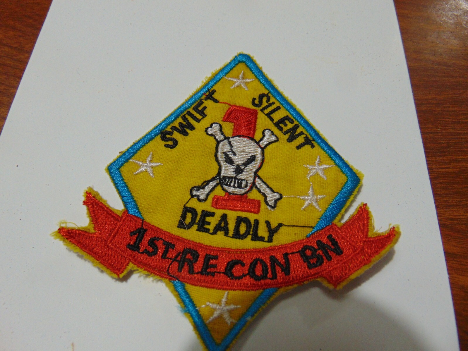 MILITARY PATCH OLD VIETNAM ERA 1ST RECON BN SWIFT SILENT DEADLY