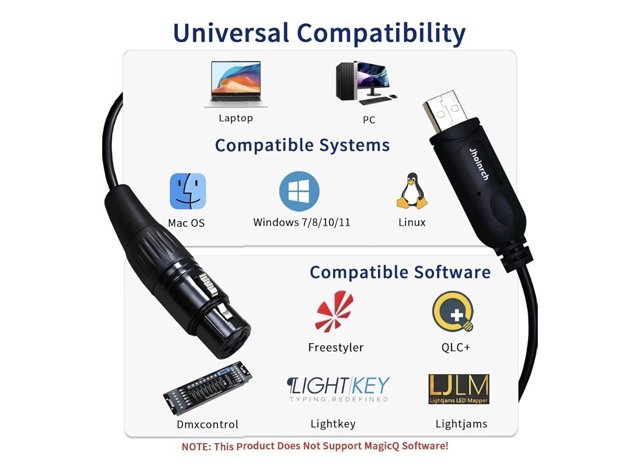USB~DMX interface adapter cable w/chip support FT232RNL Freestyler/QLC+…