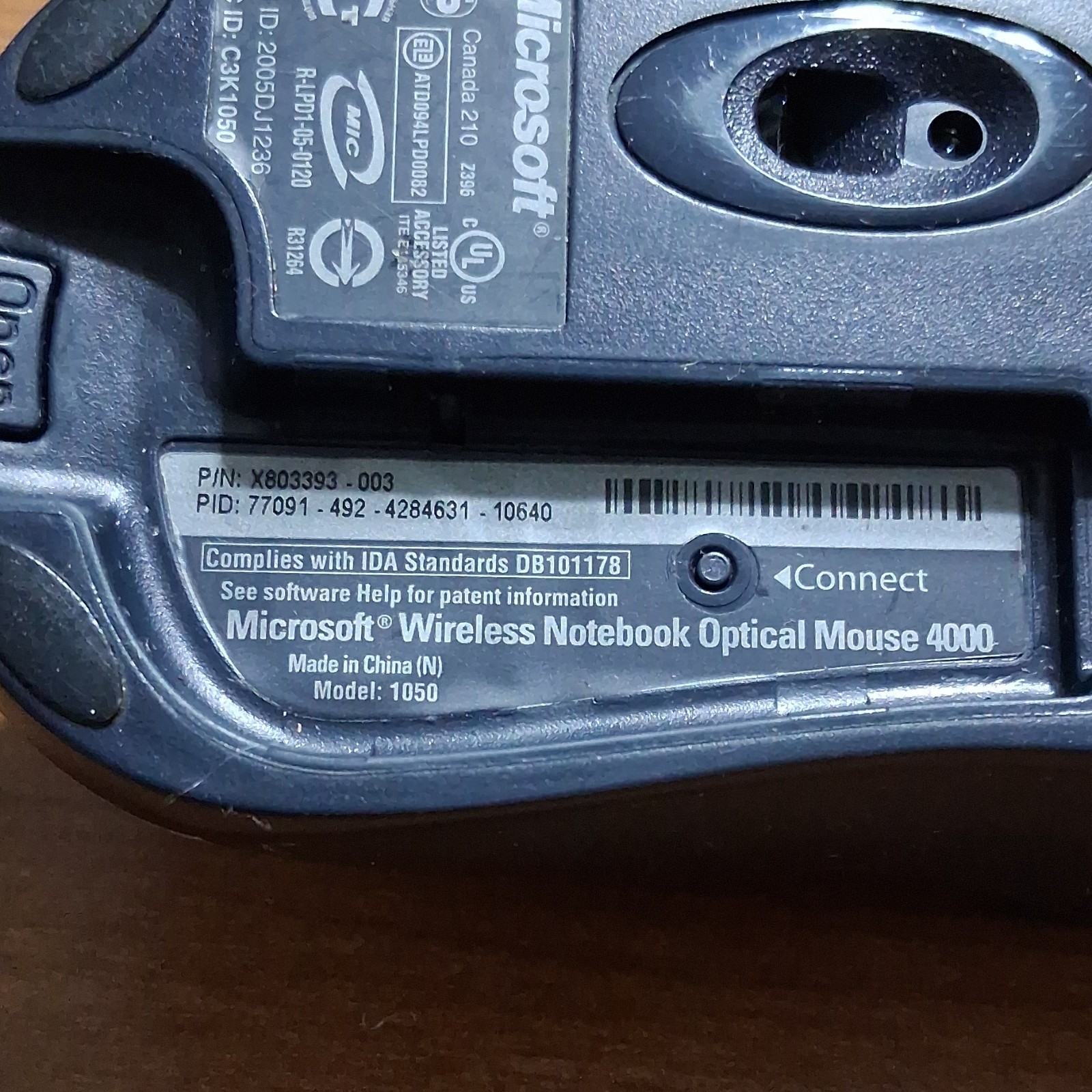 Microsoft 1050 Wireless Notebook Optical Mouse 4000 w USB Receiver Tested Works
