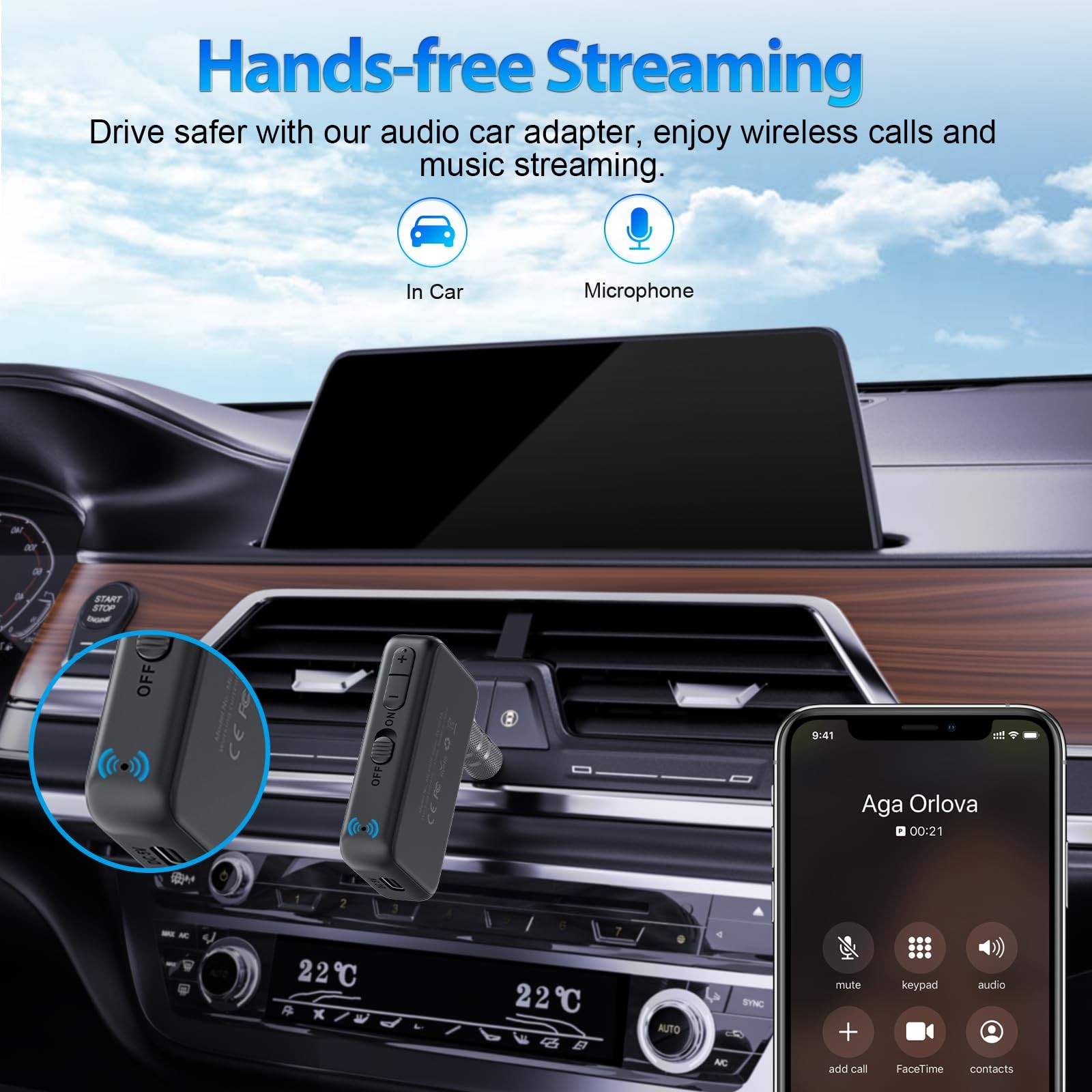 1Mii LDAC Bluetooth Aux Adapter for Car, Wireless Bluetooth 5.3 Receiver with...