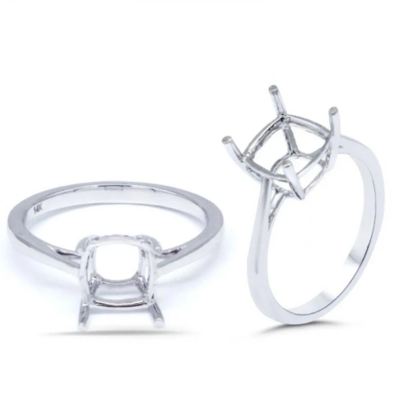 7mm Cushion Semi Mount Ring 925 Sterling Silver Solitaire Style Setting Ring