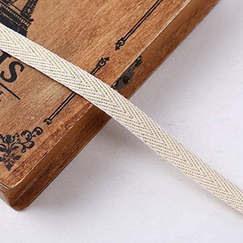 50 Yards Cotton Twill Tape Ribbon 3/4 Inch, Soft Natural Webbing Tape Herringbon