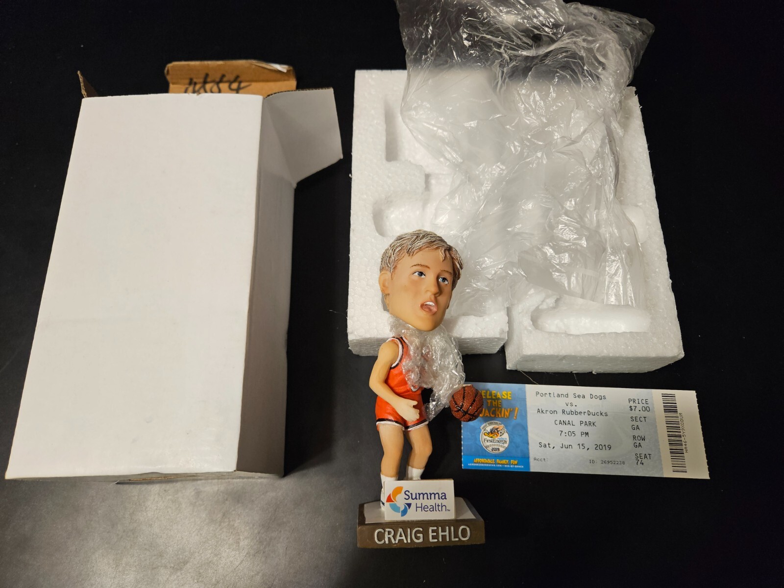 Craig Ehlo Bobblehead Akron RubberDucks Cleveland Cavaliers with 6/15/19 Ticket