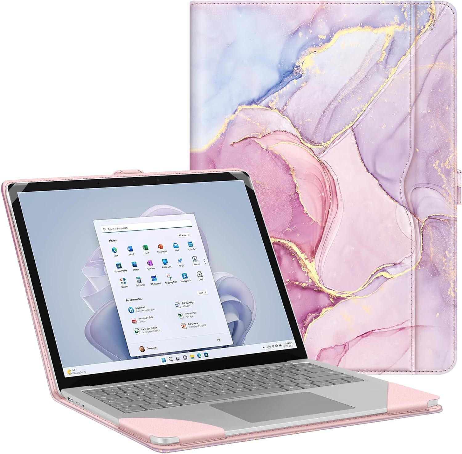 Sleeve Case for 13.5" Microsoft Surface Laptop 6/5/4/3/2 Folio Book Cover Pocket