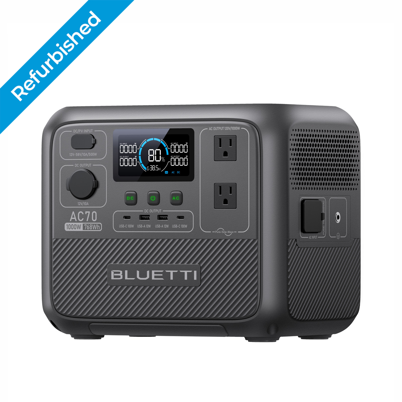 BLUETTI AC70 1000W 768Wh Portable Power Station Solar Generator for Camping Trip