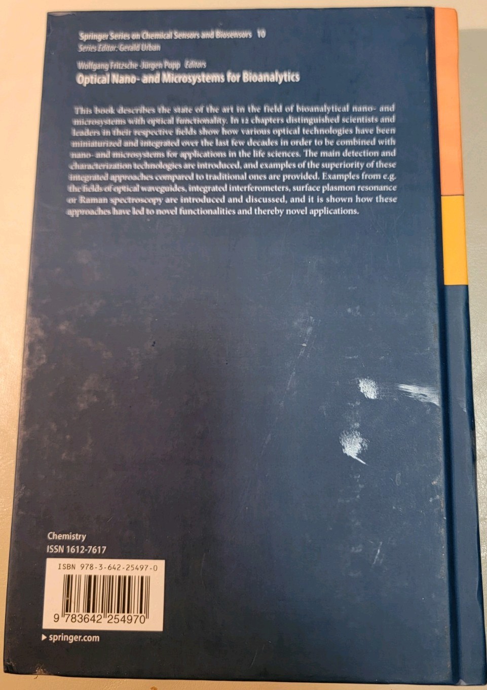 Springer Series Optical Nano and Microsystems for Bioanalytics some cover wear
