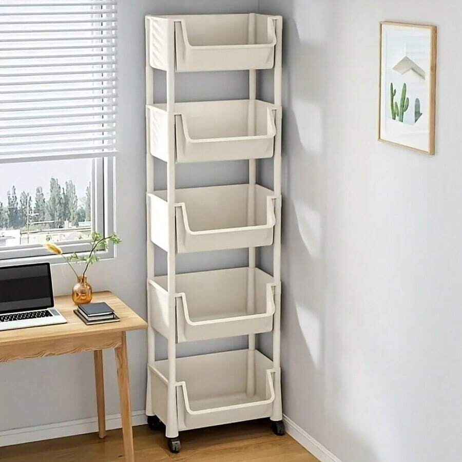5-Layer Rolling Storage Cart with Wheels Utility Organizer for Home & Office