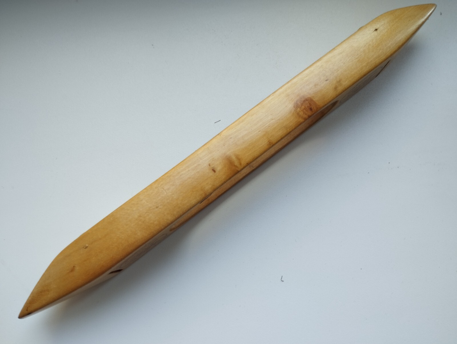Vintage solid maple Swedish Loom Boat Shuttle 12"(30 cm) with rollers