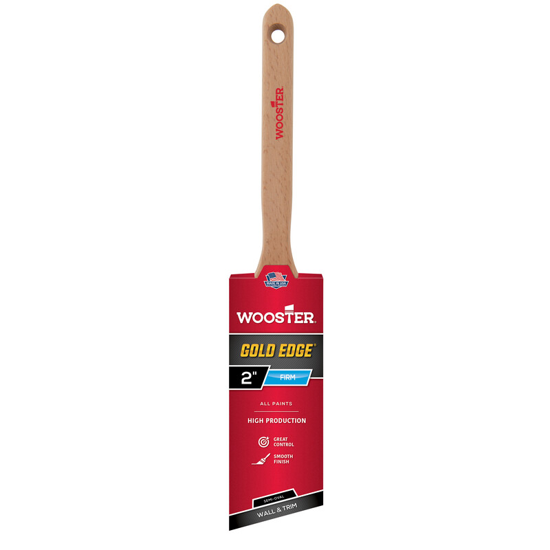 Wooster 5236-2 Gold Edge Hardwood Handle Semi Oval Polyester Angle Brush 2 in.