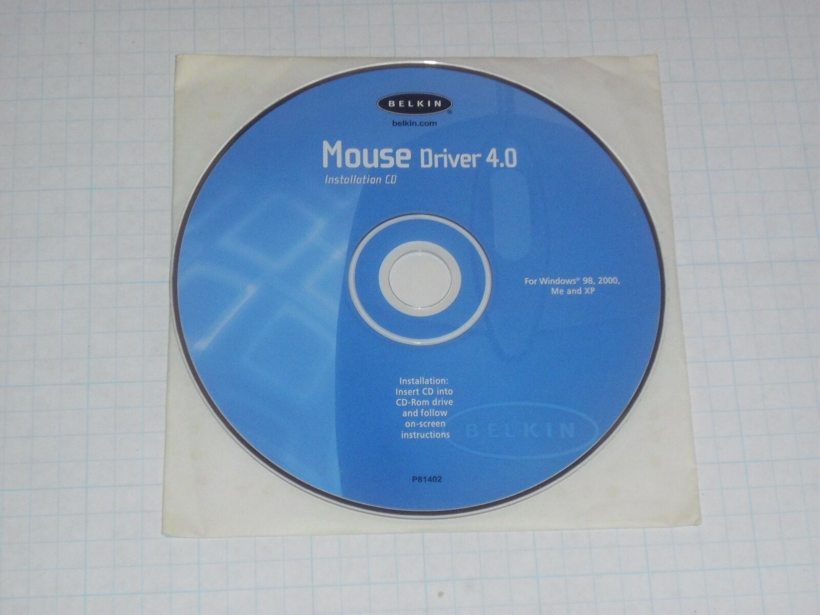 Belkin Mouse Driver 4.0 Installation CD-ROM P81402 for Windows 98, 2000, Me, XP