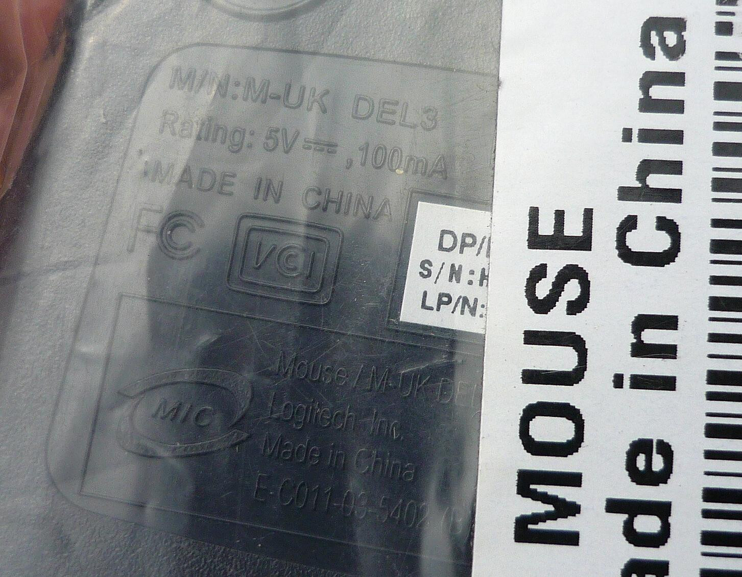 Dell M-UK DEL3 USB Wired Mechanical Ball Wheel Mouse BLACK - NEW OLD STOCK
