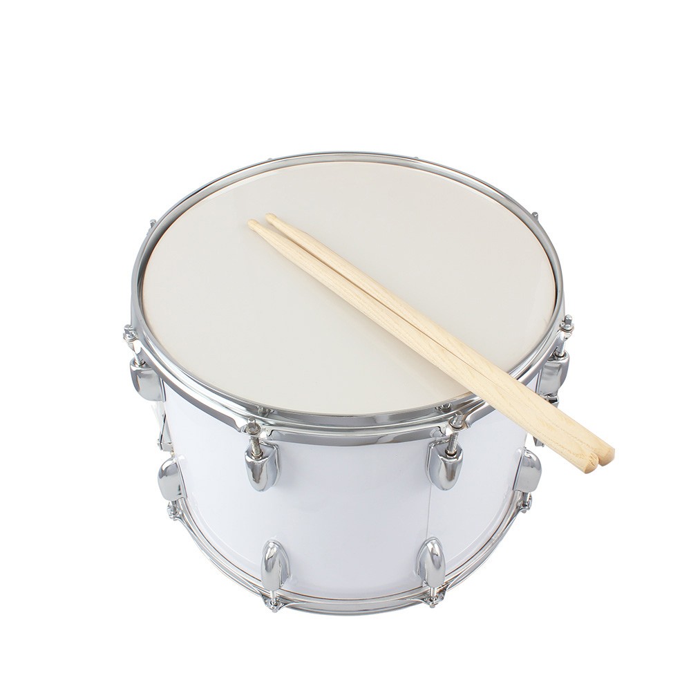 14 x10 inches Marching Drum Drumsticks Key Strap White