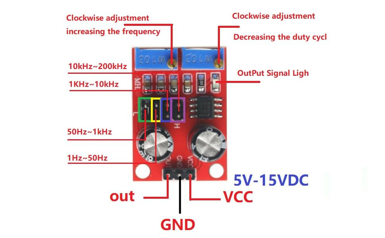 5Pcs NE555 Pulse Frequency,Pulse Generator, Duty Cycle Adjustable Module,Square/