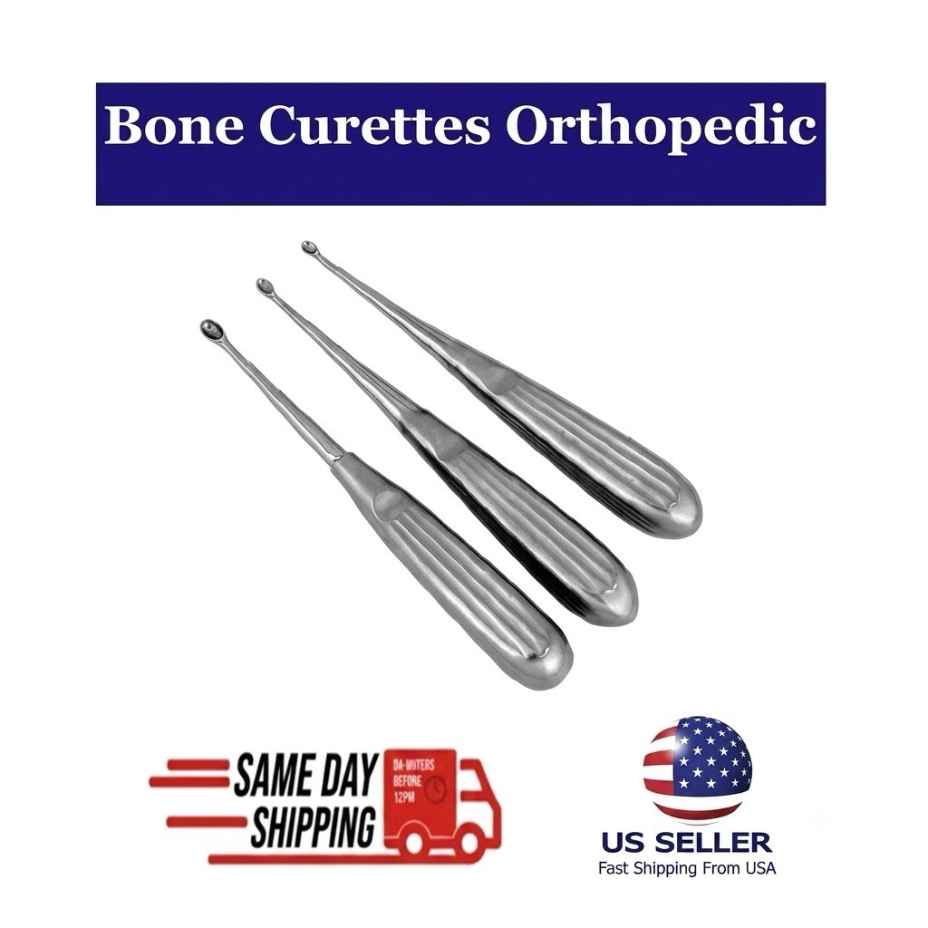 Spratt Brun Mastoid Curette Set 3 Pcs Small Medium Large Ear Surgical Tool