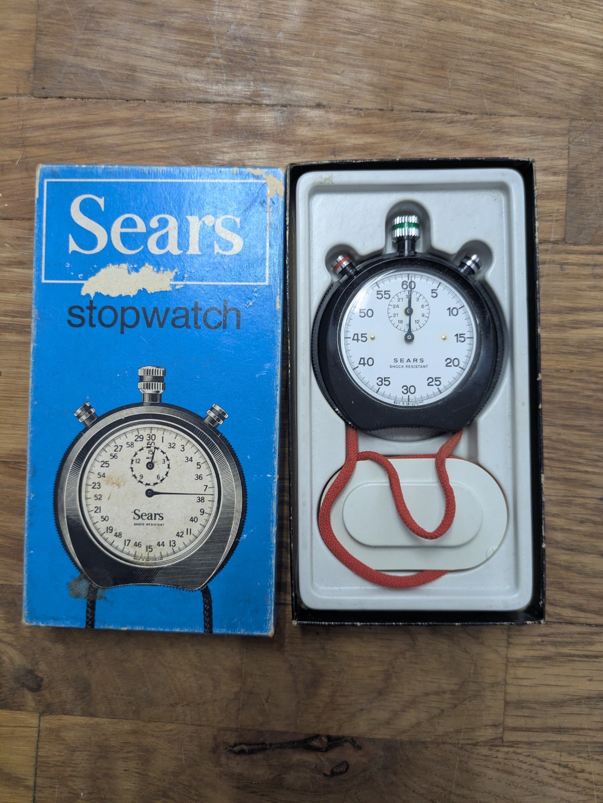 Vintage Sears Black Stopwatch 19 903 With Original Box
