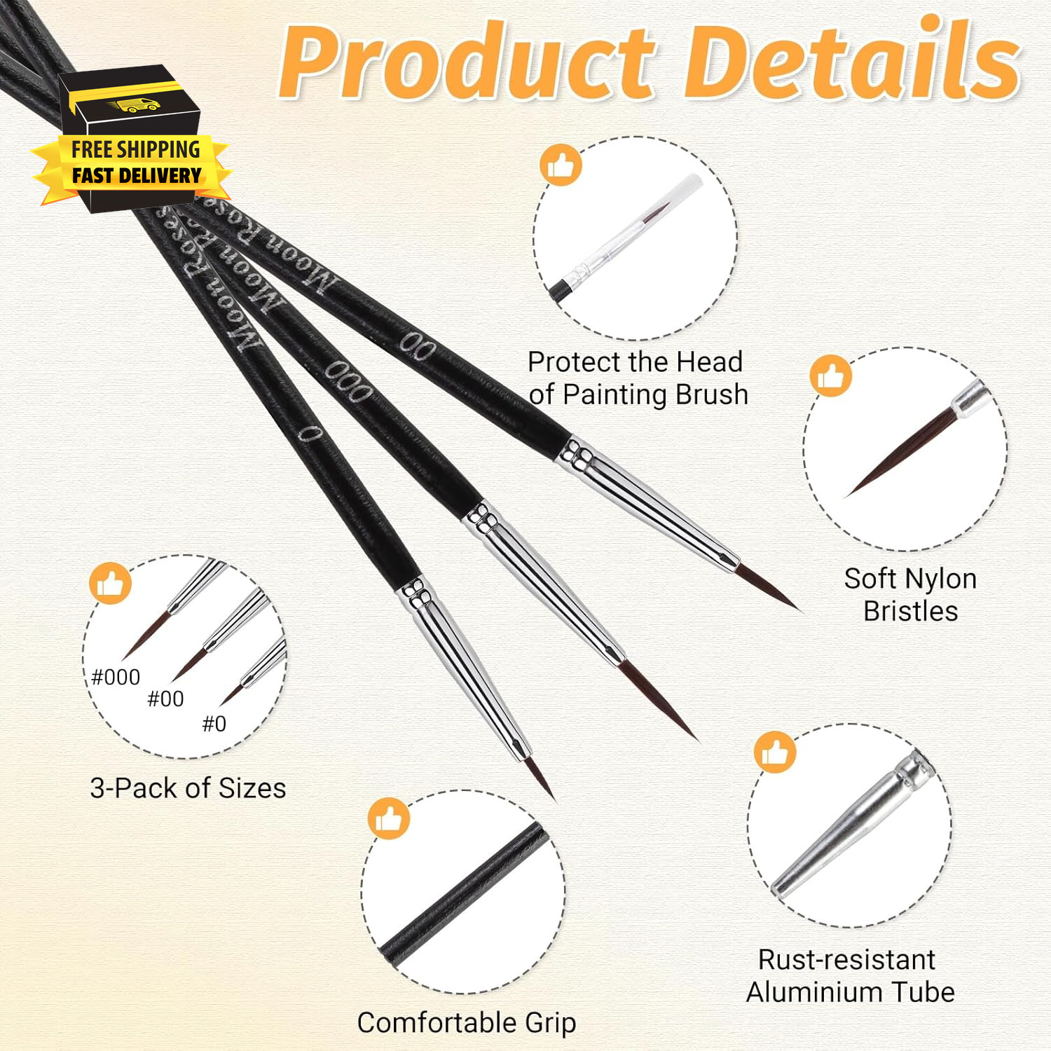 30 Pcs Miniature Detail Paint Brush Set, 3Rd Generation Tiny Liner Brushes, 3 Si