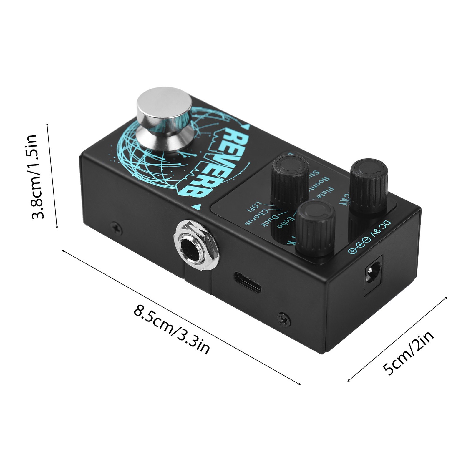 Electric Guitar Digital Reverb Effects Pedal 9 Reverb Types BT Connection S QDPK