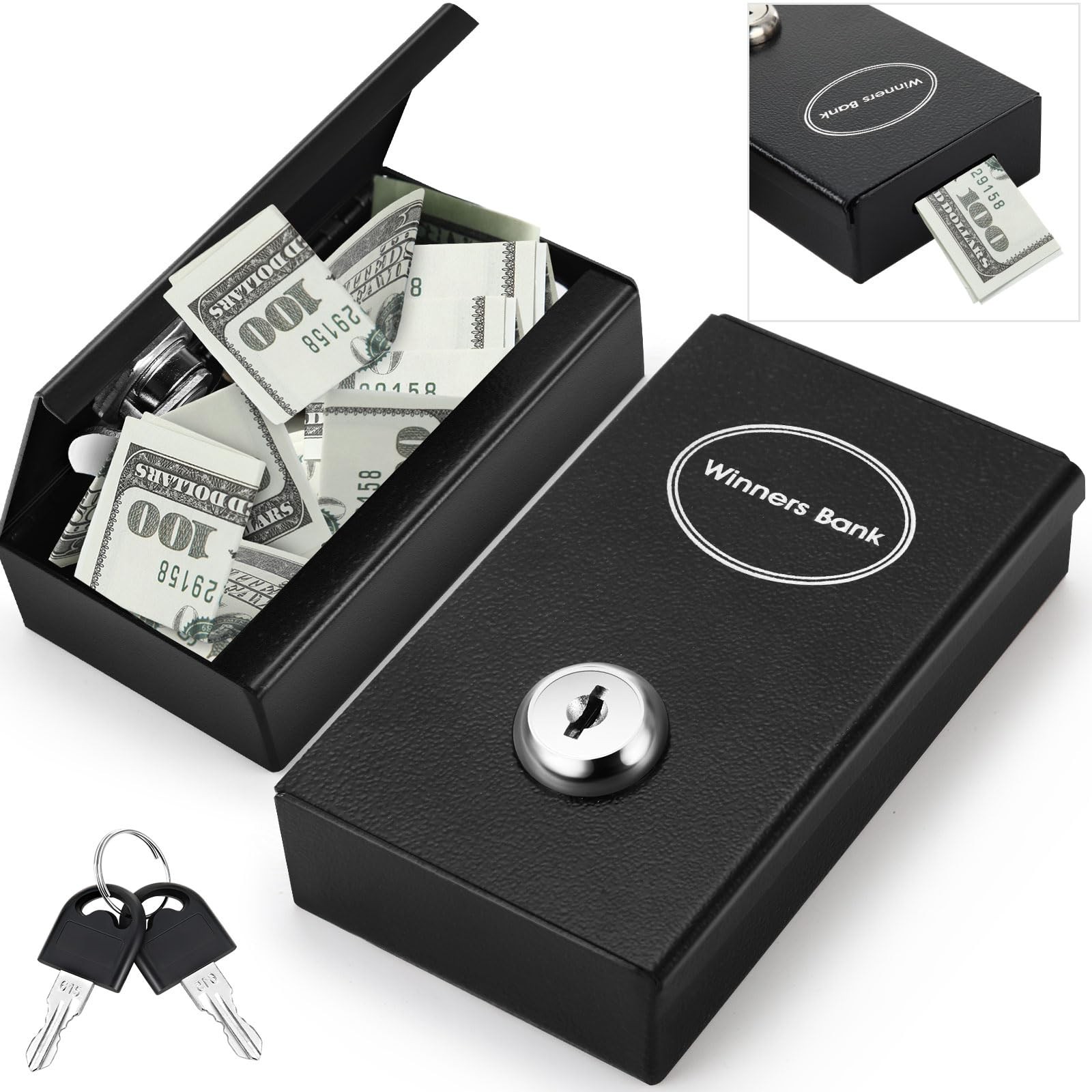 Reallnaive 1 Pack Metal Box for Gamblers about 0.94 x 2.56 x 4.33 inch, Black