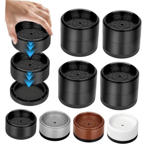 2" Heavy Duty Furniture Risers Set of 4, Round Stackable 2 Inch Black 4 Pack