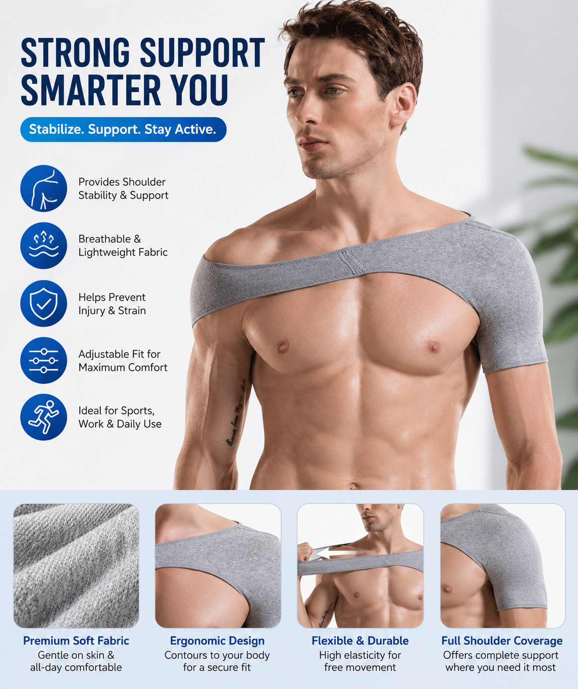 Adjustable Shoulder Support Brace Compression Strap Sleeve for Sports Fitness