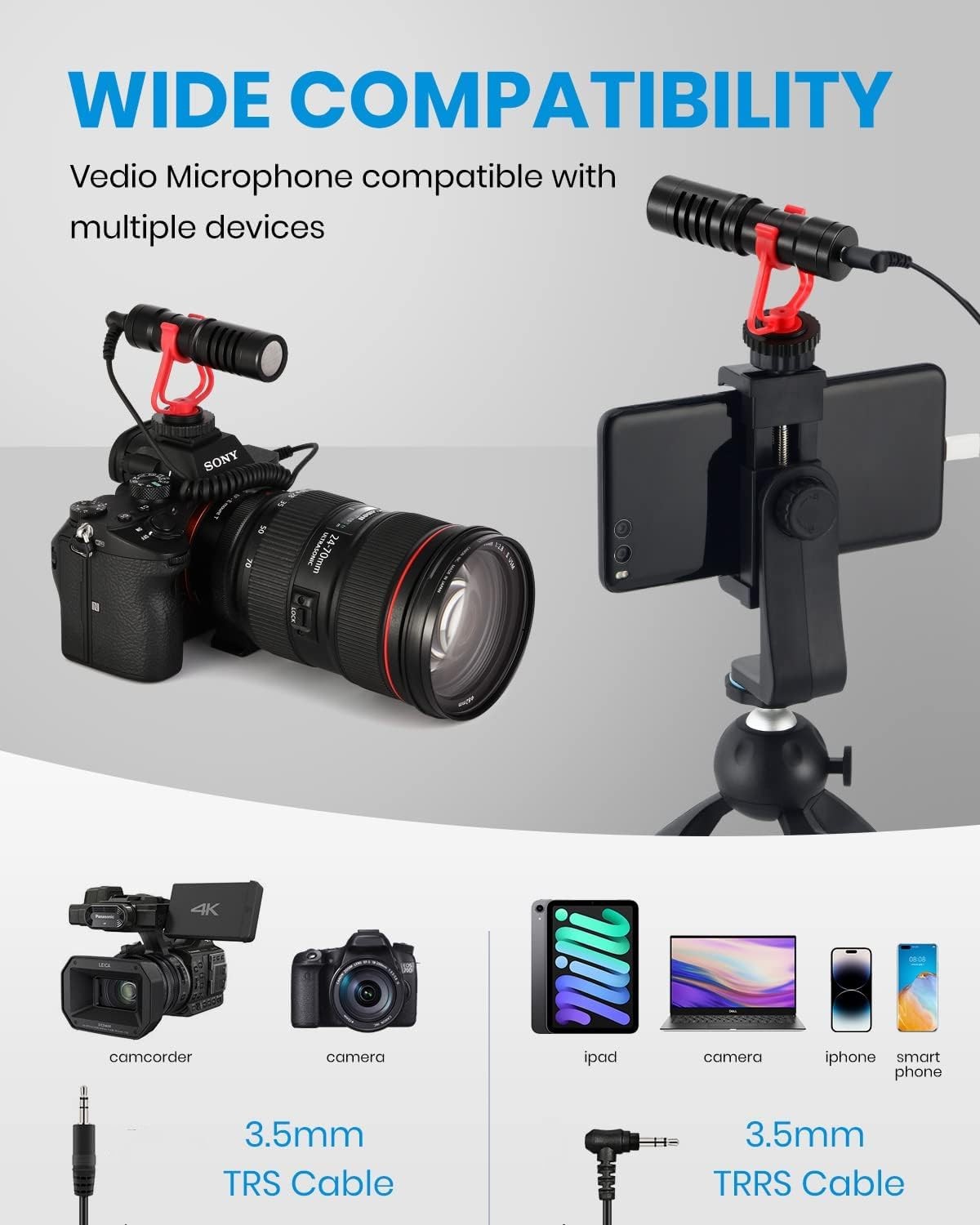 MCM-1 Microphone, Video Mic with Shock Mount and Windshield, Professional Vlo...
