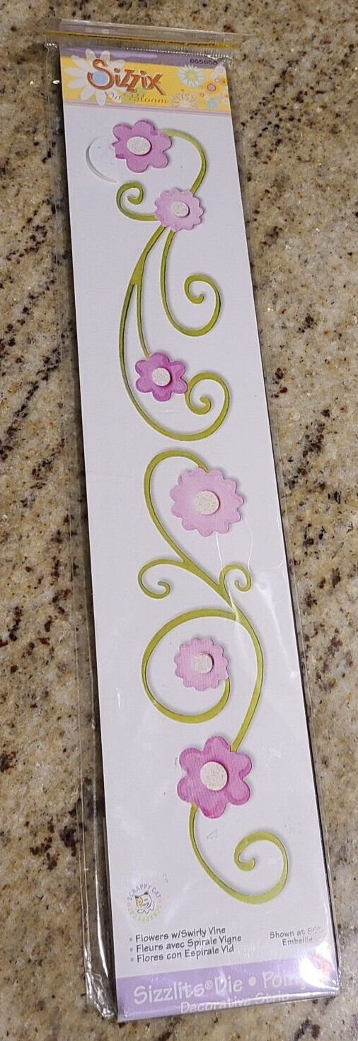 Sizzix Sizzlits Decorative Strip Die - Flowers w/Swirly Vine 655958 In Bloom NEW