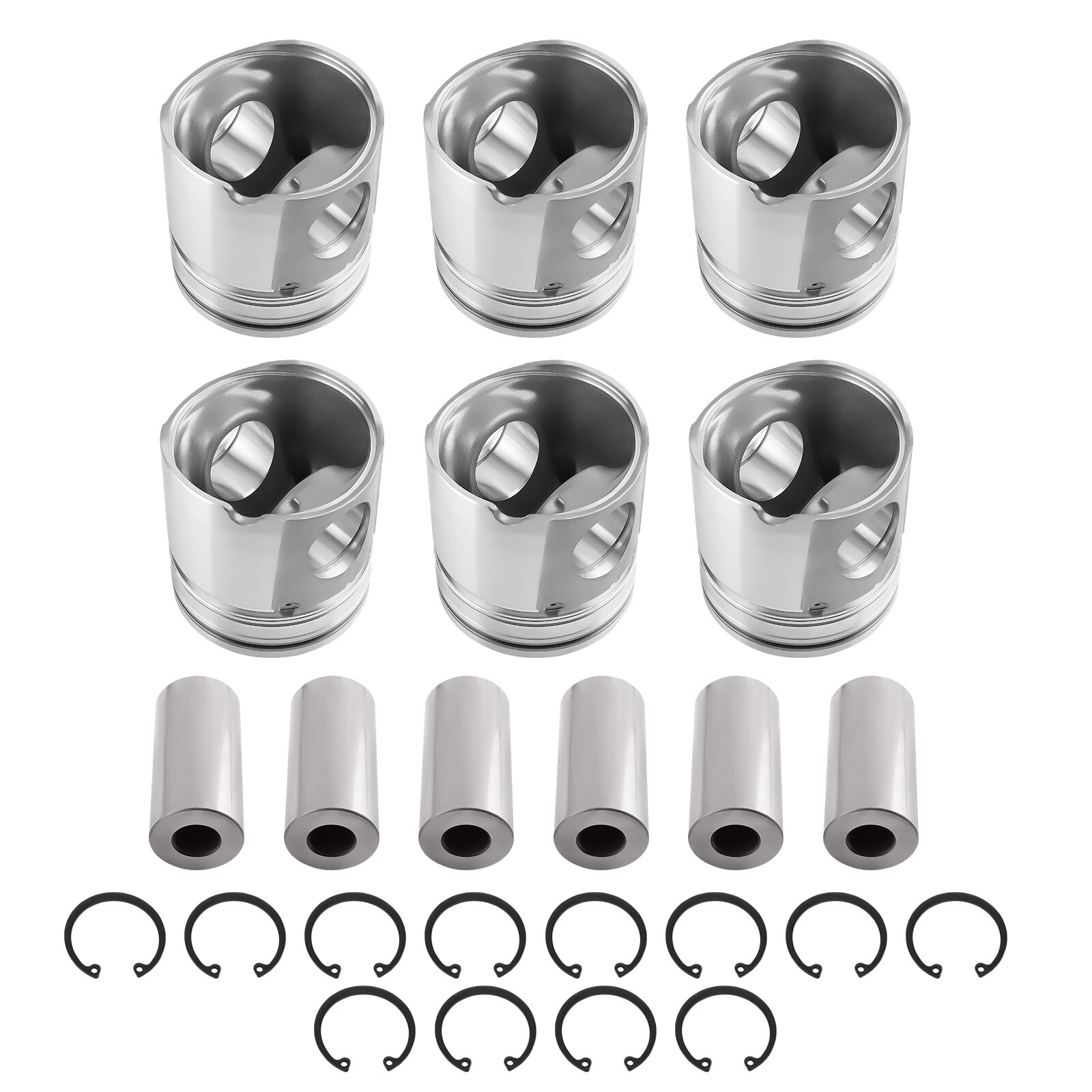 Set of 6 Piston +Ring + PISTON PIN Cummins Fits For 2004-2007 Dodge Ram 5.9L 24v