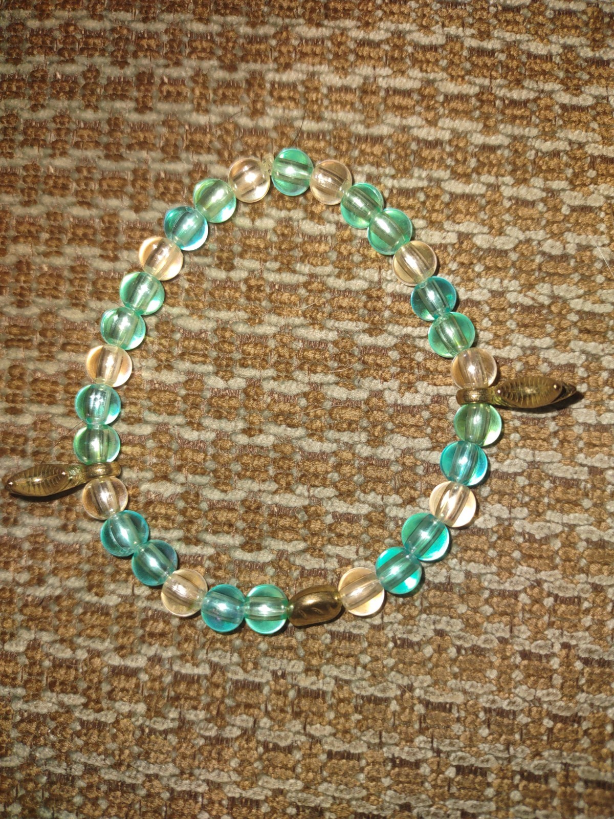 Green Clear, Blue Clear & Clear Beaded Bracelet, Starfish Dangle charms  (Youth)