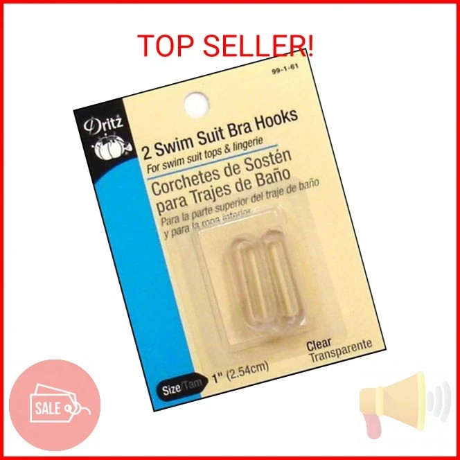 Dritz Swim Suit Bra Hook Clear 1'' , 2/PK