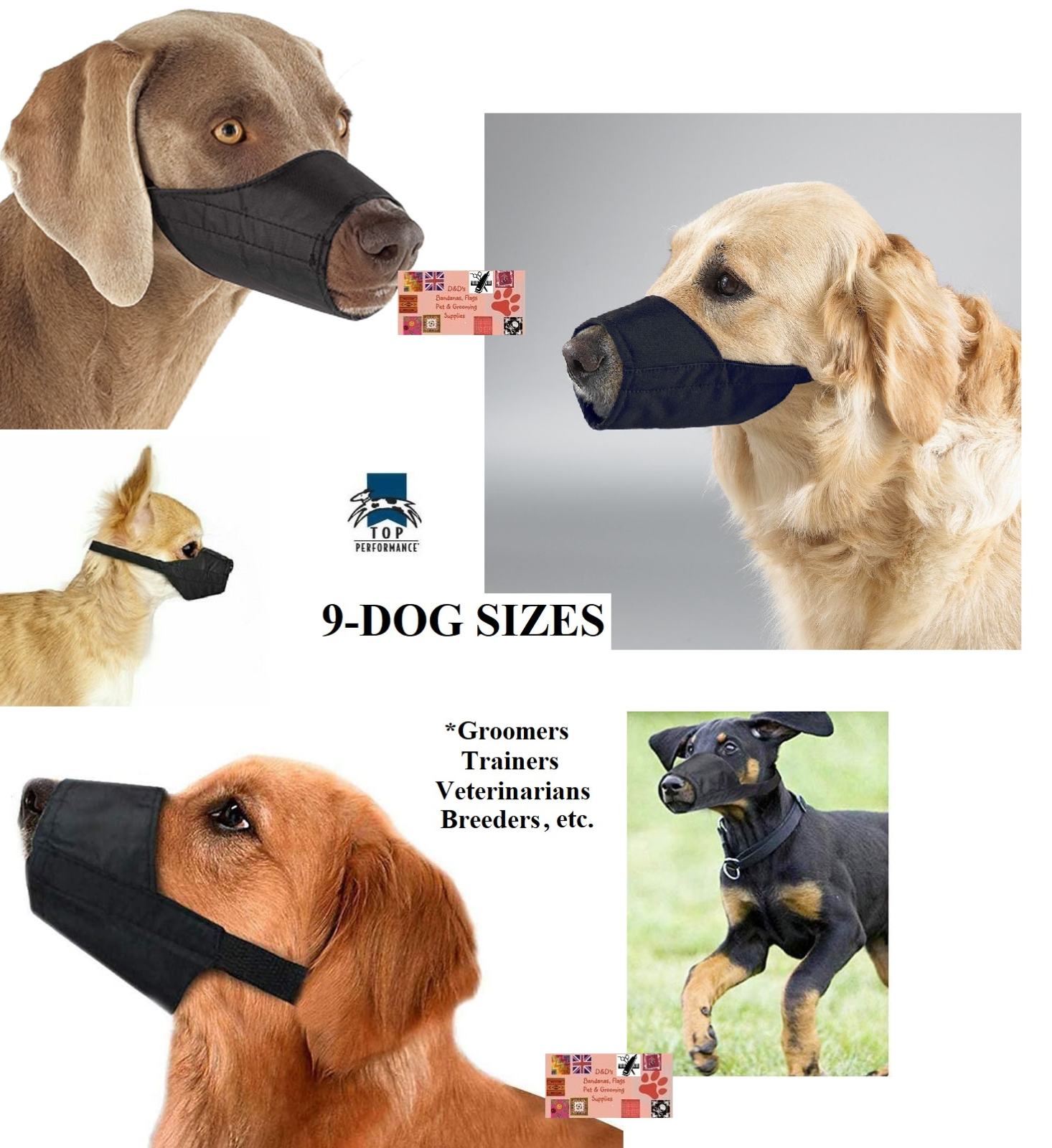 9 pc GROOMER VET SET DOG MUZZLE Comfort LINED Quick-FIT ADJUSTABLE TRAINING