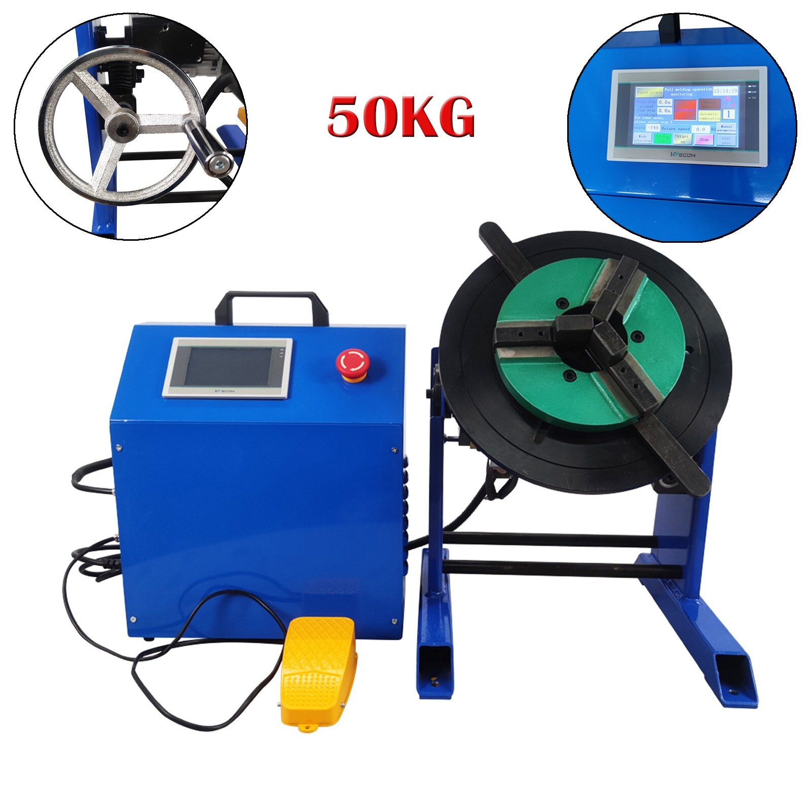 50KG Welding Positioner Turntable Welding Bench with 200mm Chuck 110V 0°/90°