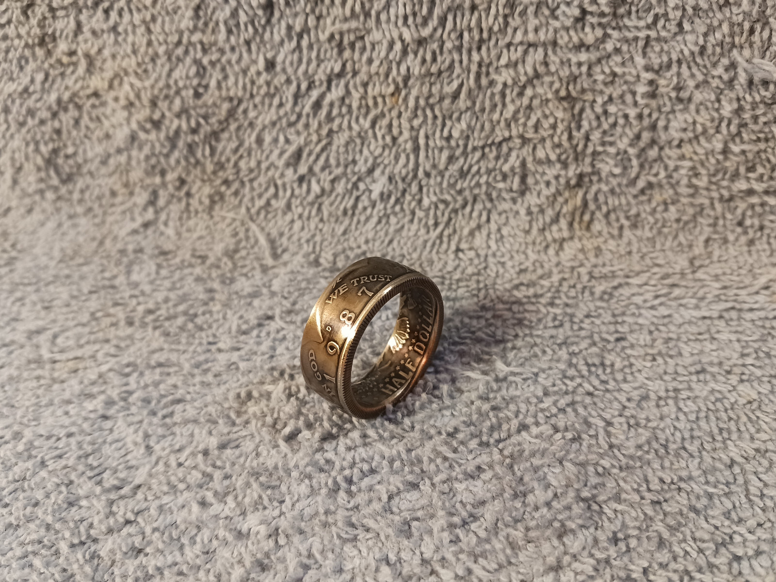 1987 Kennedy Half Dollars  size 10- 1/2  coin ring  Handmade mixed metals #2