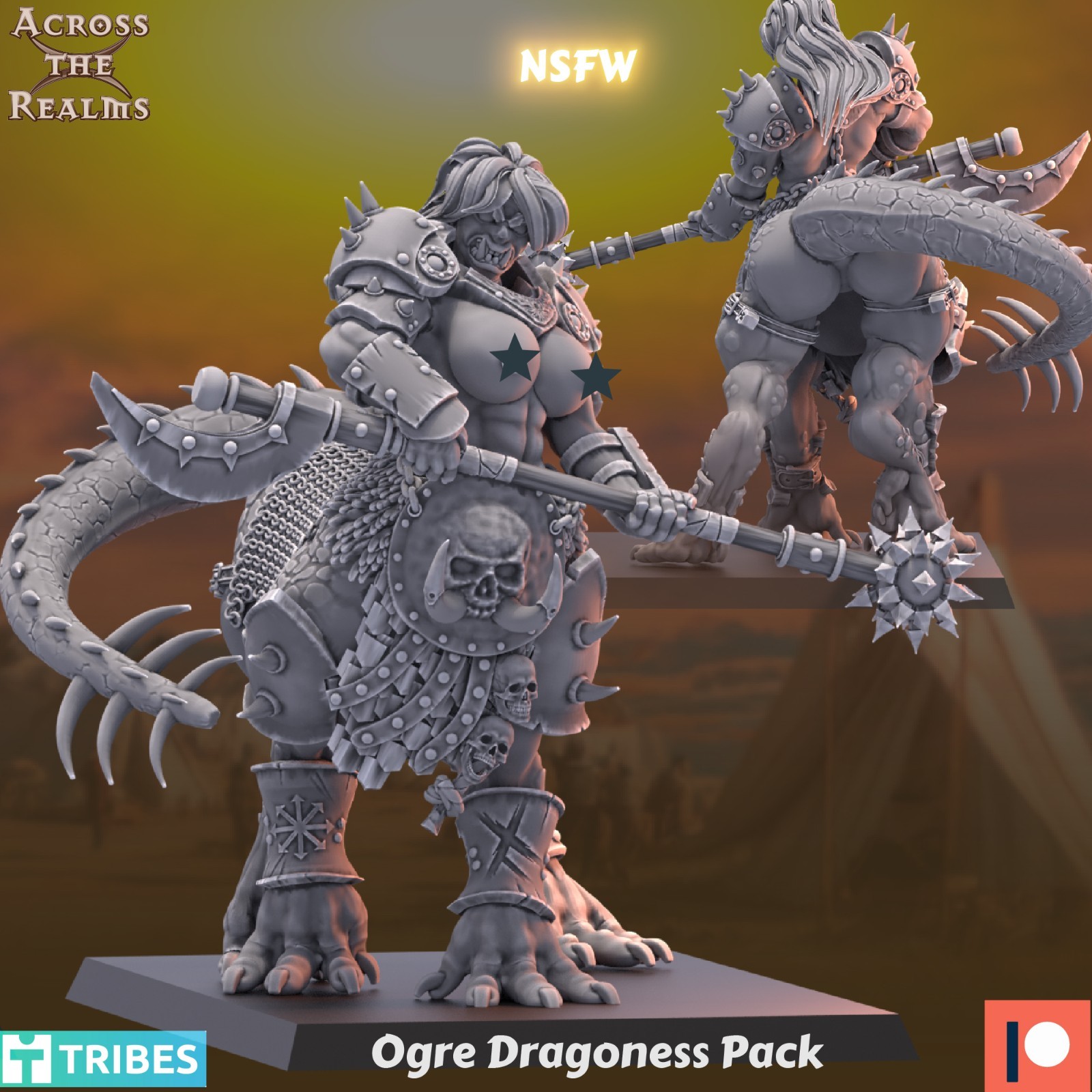 Dragoness Ogre F | Across the Realms | RPG Wargaming 3D Printed Mini