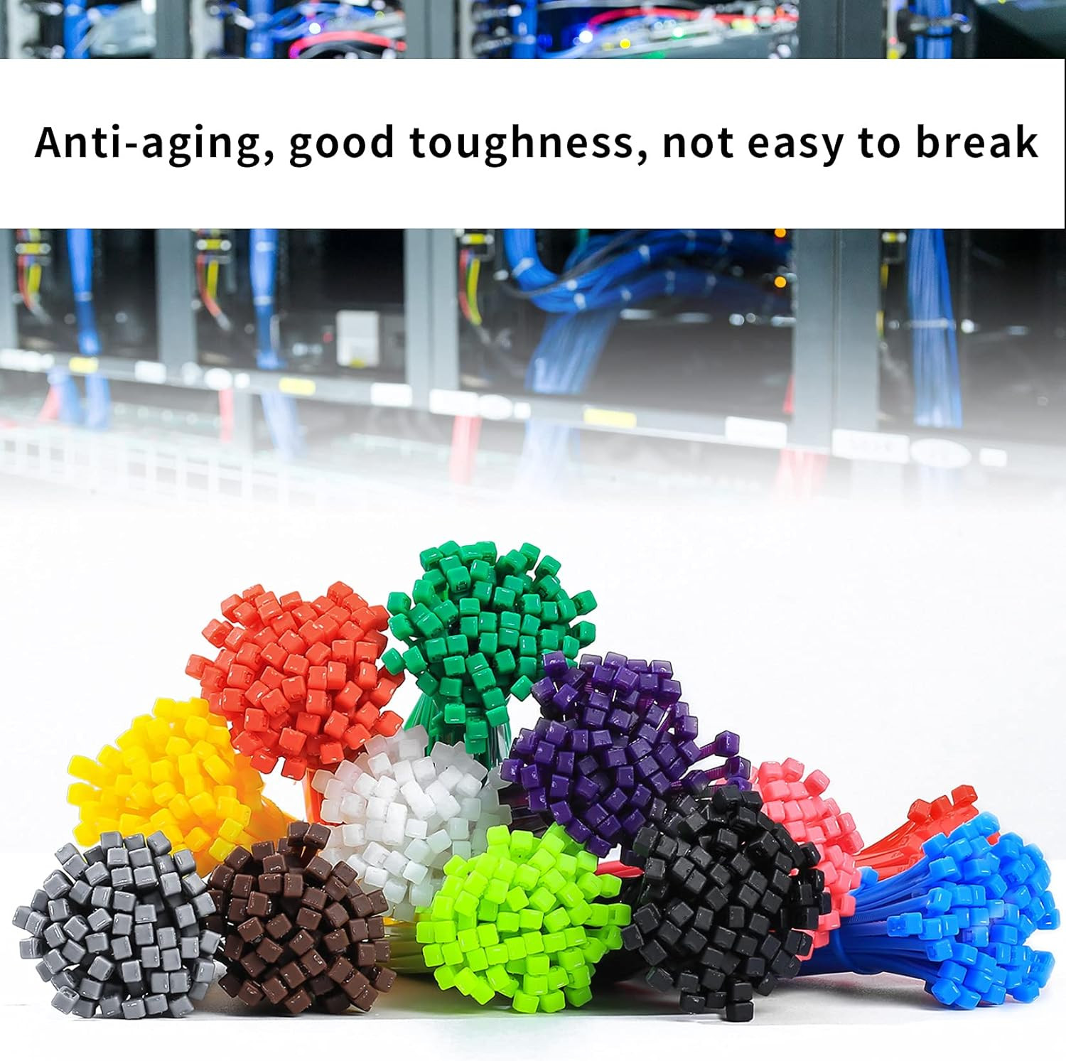 Mixed Colored Zip Ties 1200Pcs 4" Nylon Self-Locking Multi-Color Cable Ties Set