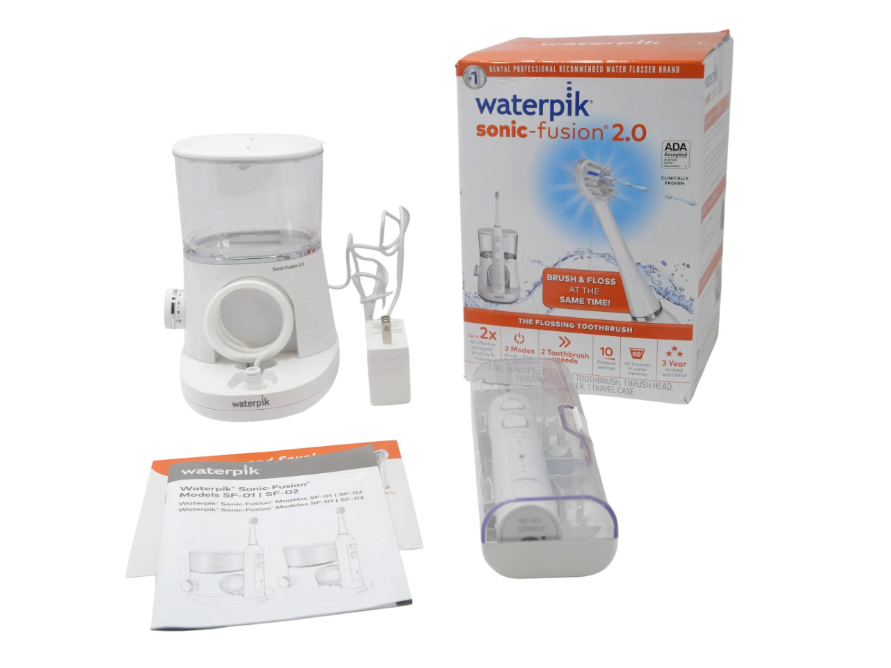Lot of 10 Waterpik Sonic-Fusion 2.0 Electric Toothbrush And Water flosser- White