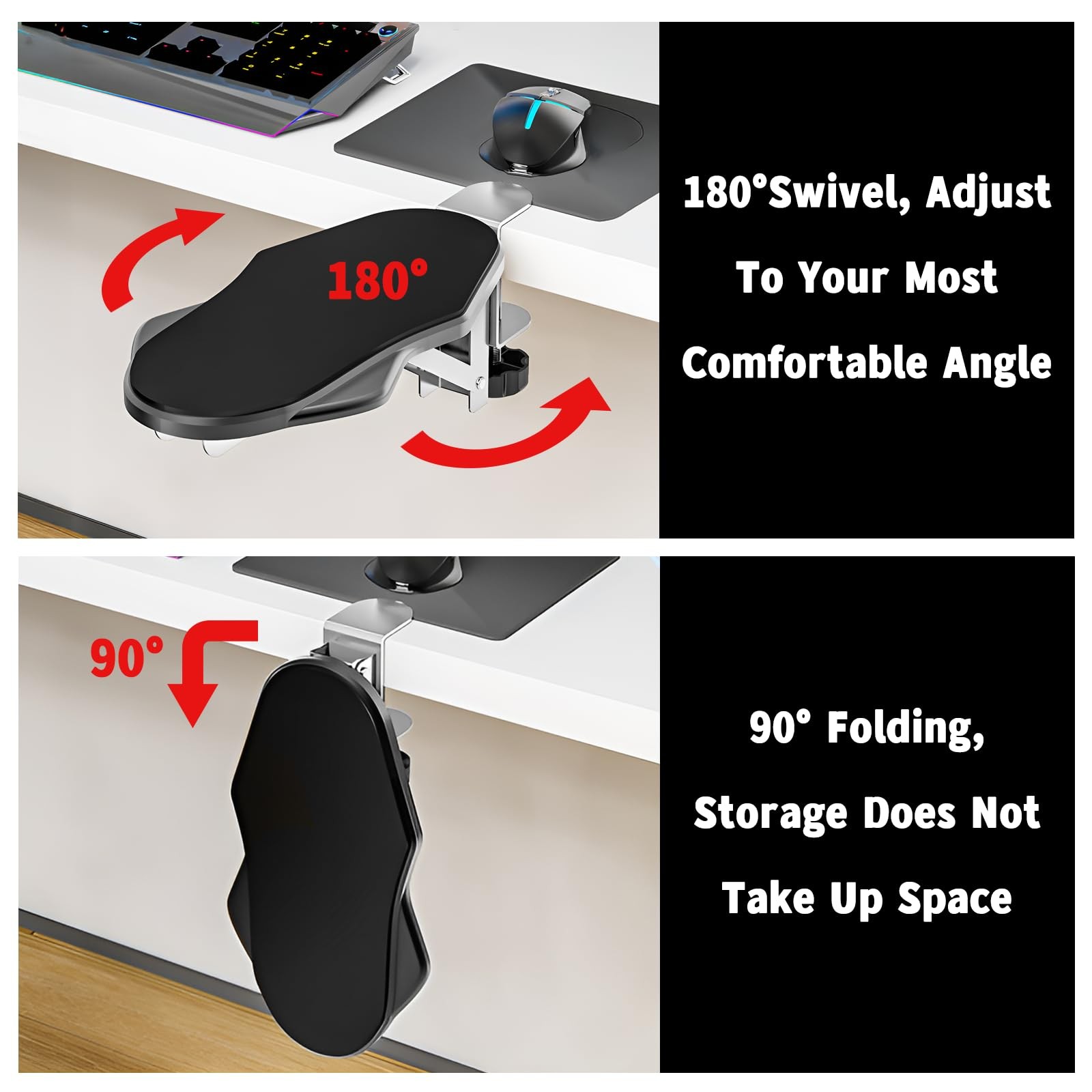 Arm Rest for Desk, Ergonomic Foldable Elbow Rest for Computer Desk, Adjustabl...