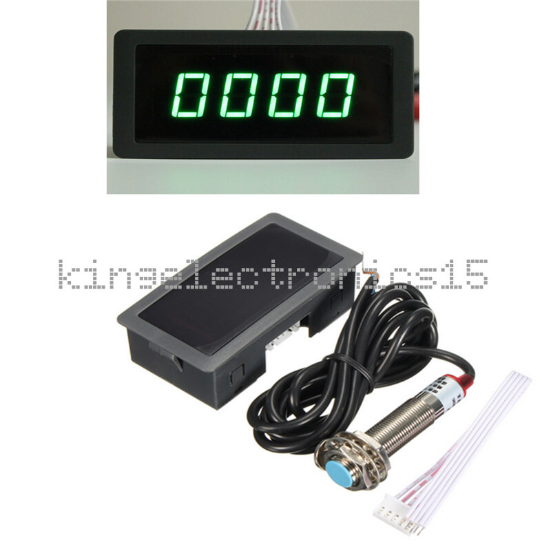 1PCS Green LED Tachometer Tach RPM Speed Meter With Hall Proximity Switch Sensor