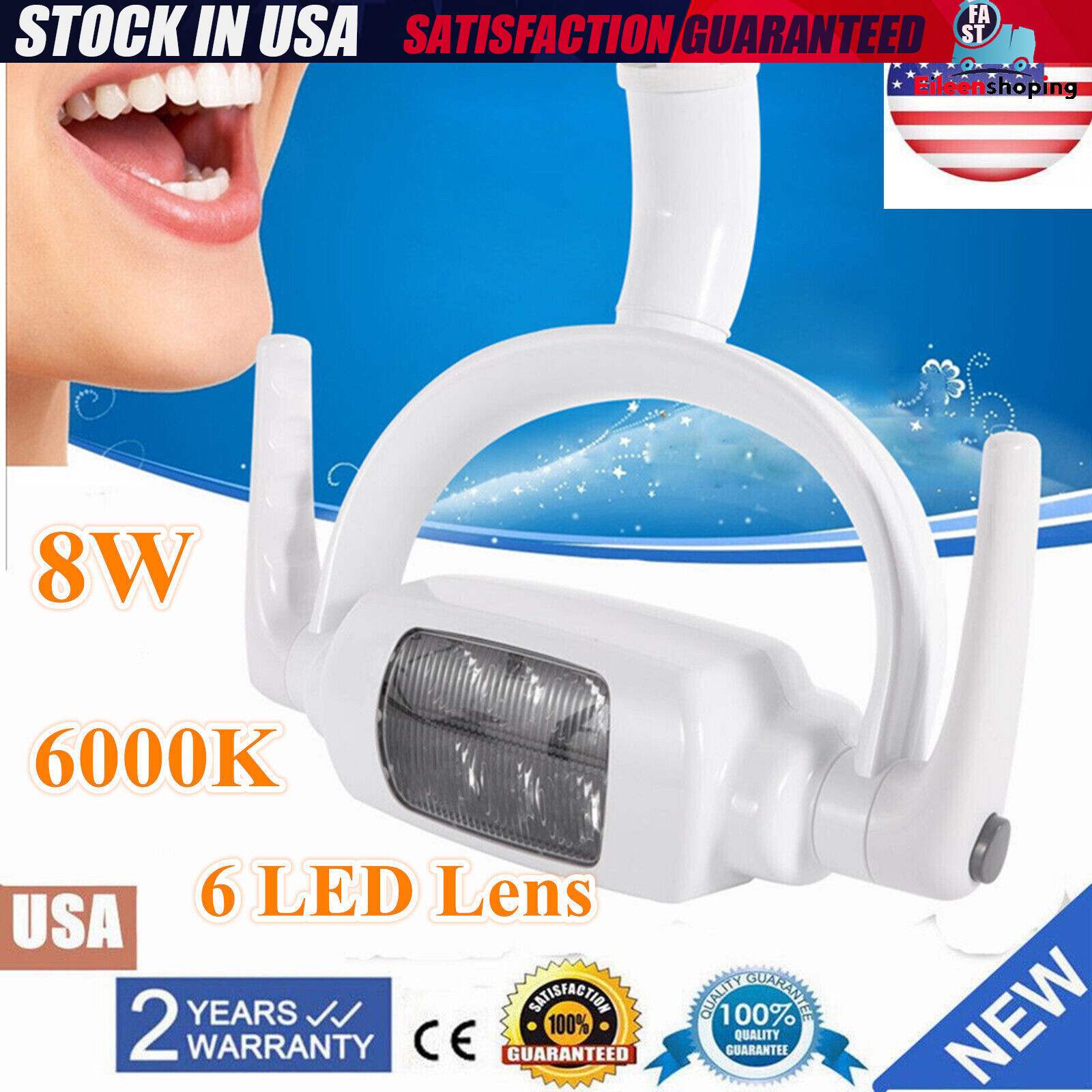 6LED Dental Teeth Operating Lamp Oral Light Induction For Dental Unit Chair Tool