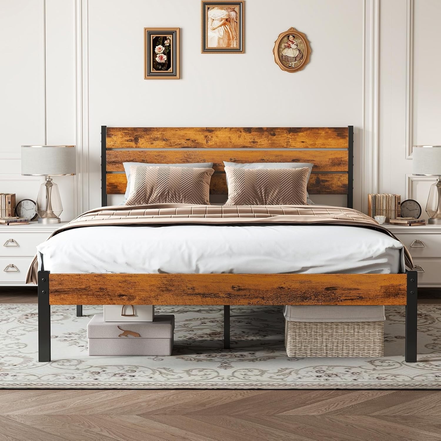 Twin Queen Full Size Sturdy Metal Platform Bed Frame w/ Headboard and Footboard