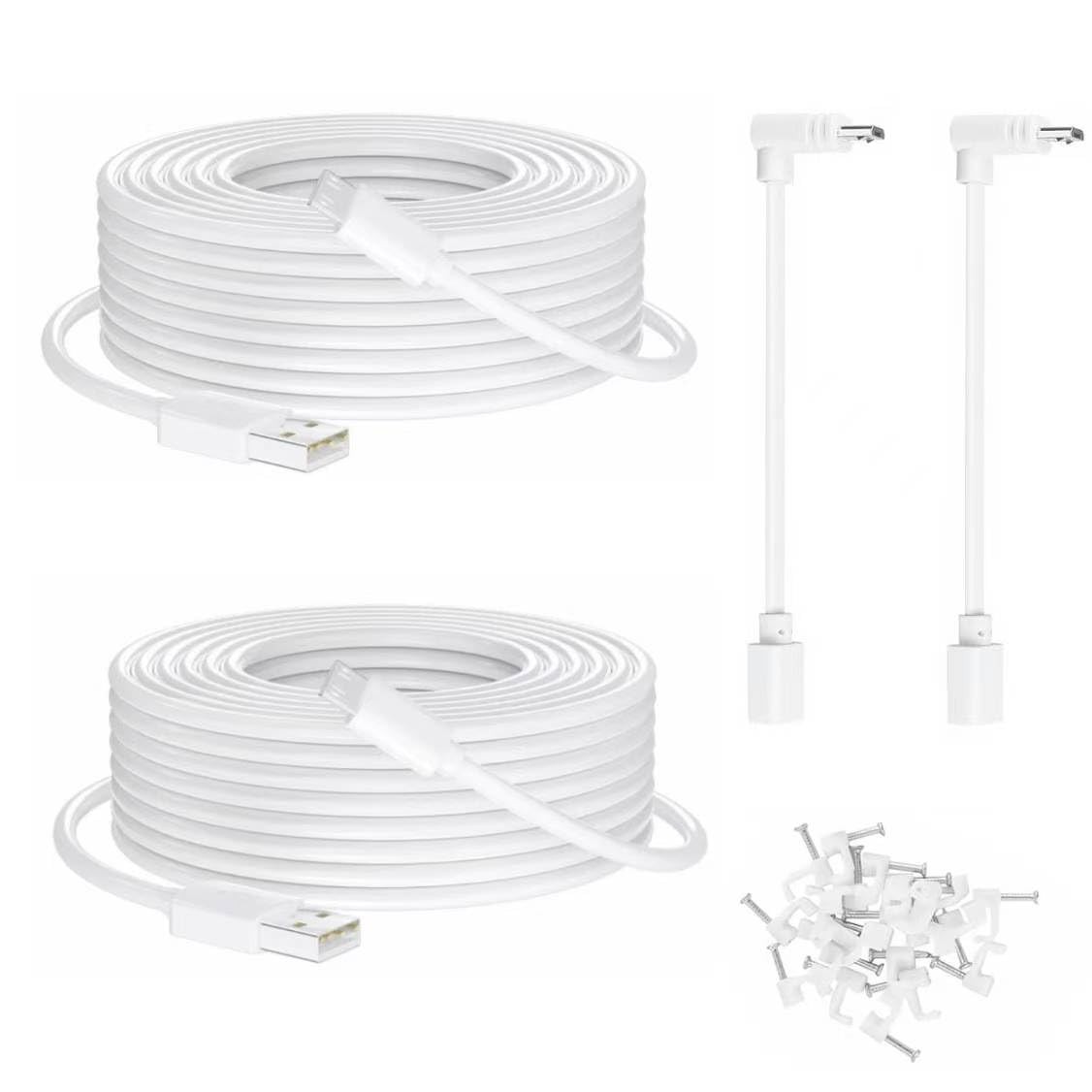 Micro USB Camera Extension Cable for Wyze, [2-Pack, 30ft] Power Extension Cor...