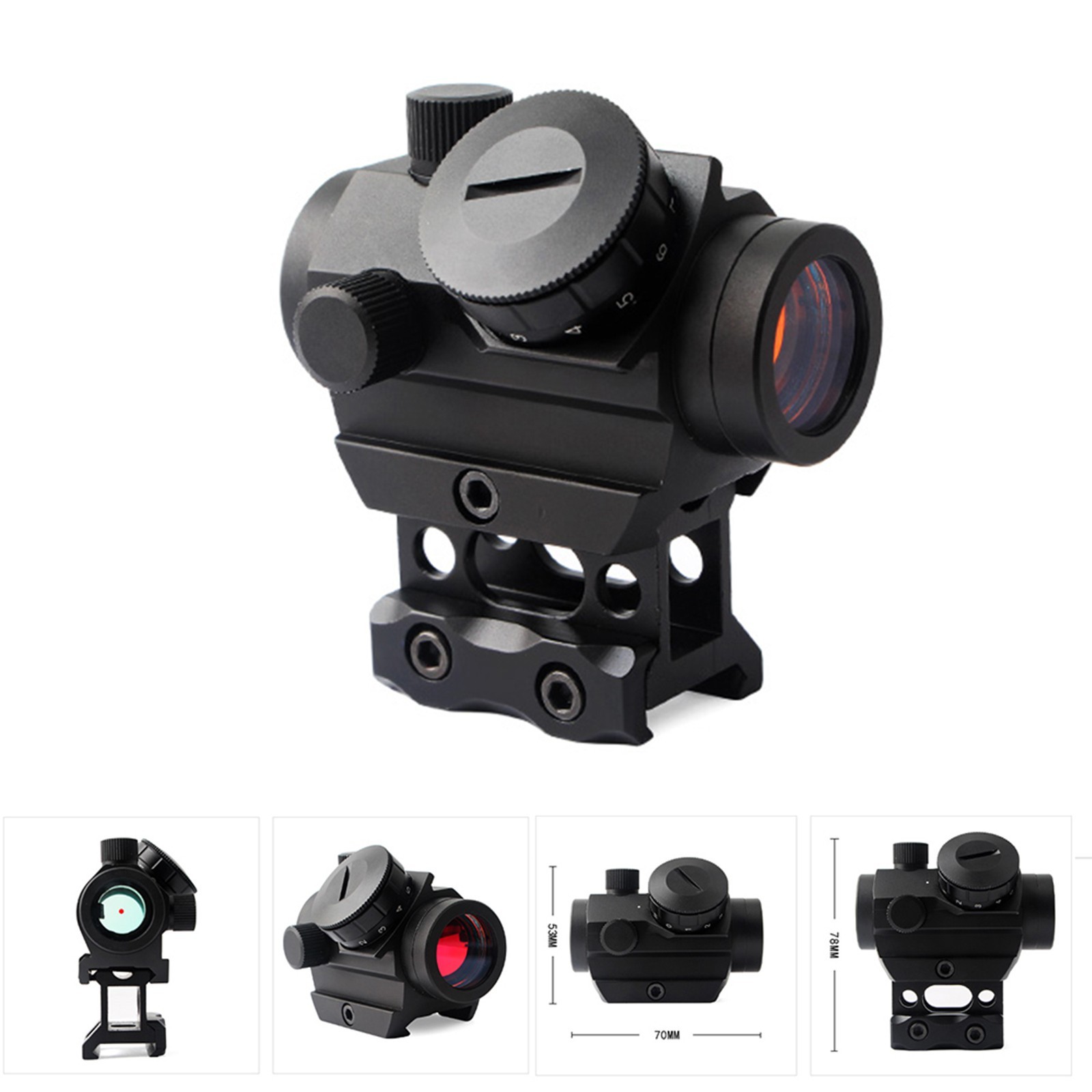Micro Red Dot Sight Scope 3 MOA 1x25mm Reflex Sight W/ 1'' Riser 20mm Rail Mount