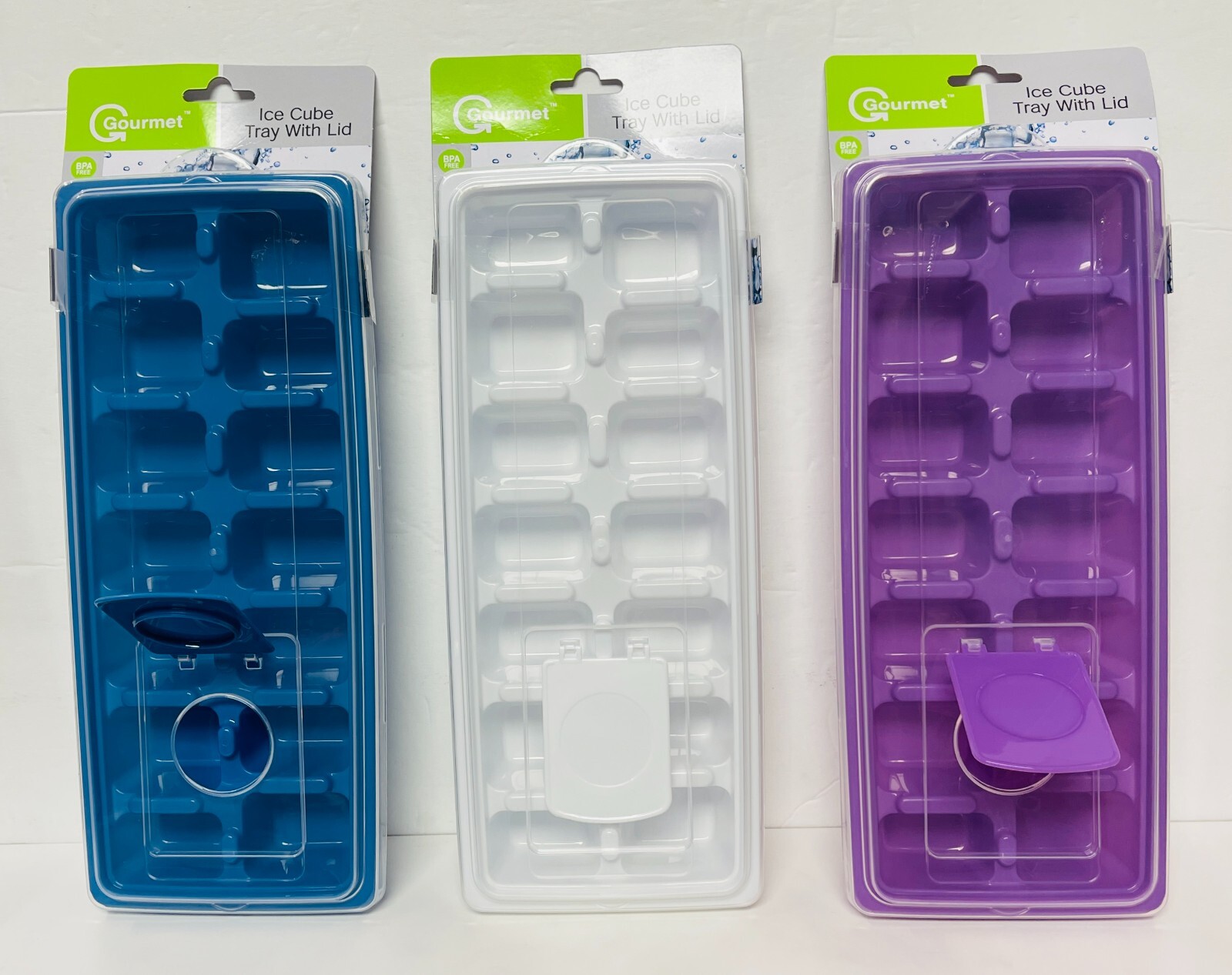 2X 14 Ice Cube Tray with Lid/Cover, BPA Free, Top rack dishwasher safe 3 Colors