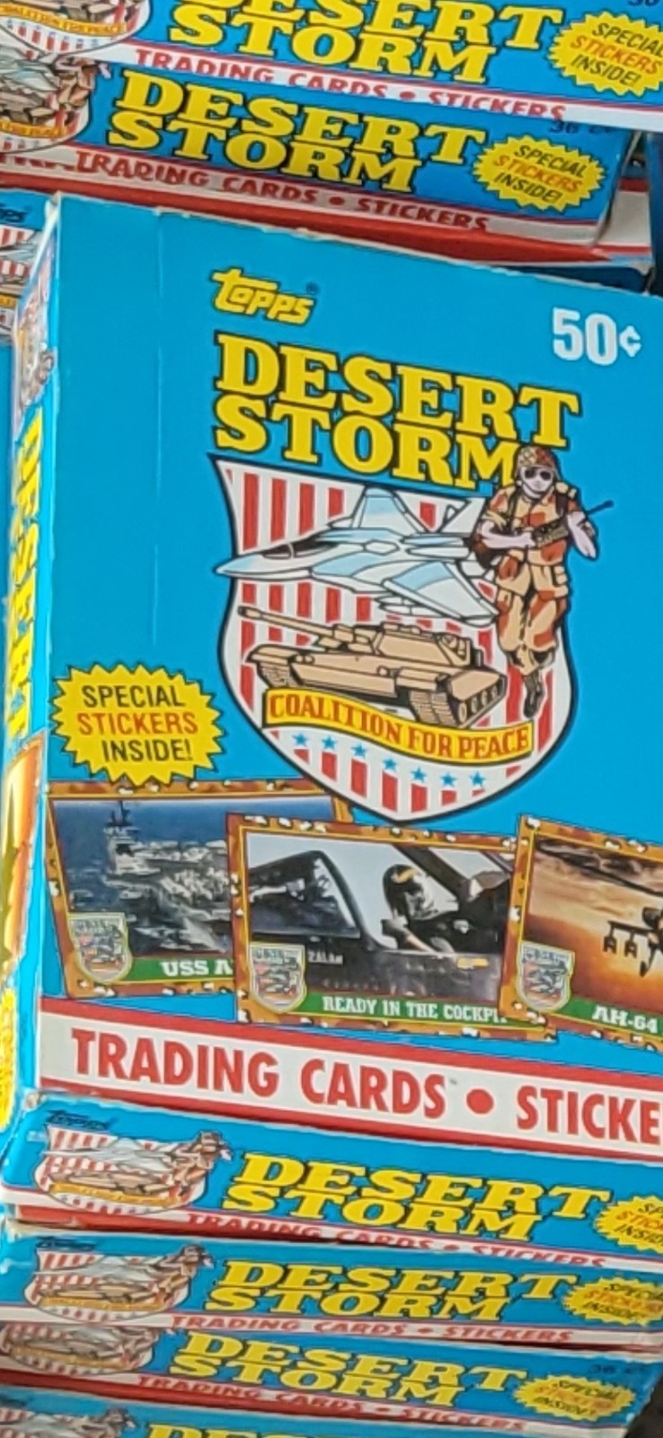 Topps 1991 Desert Storm Trading Cards and Stickers 36 New Sealed Packs in Box.
