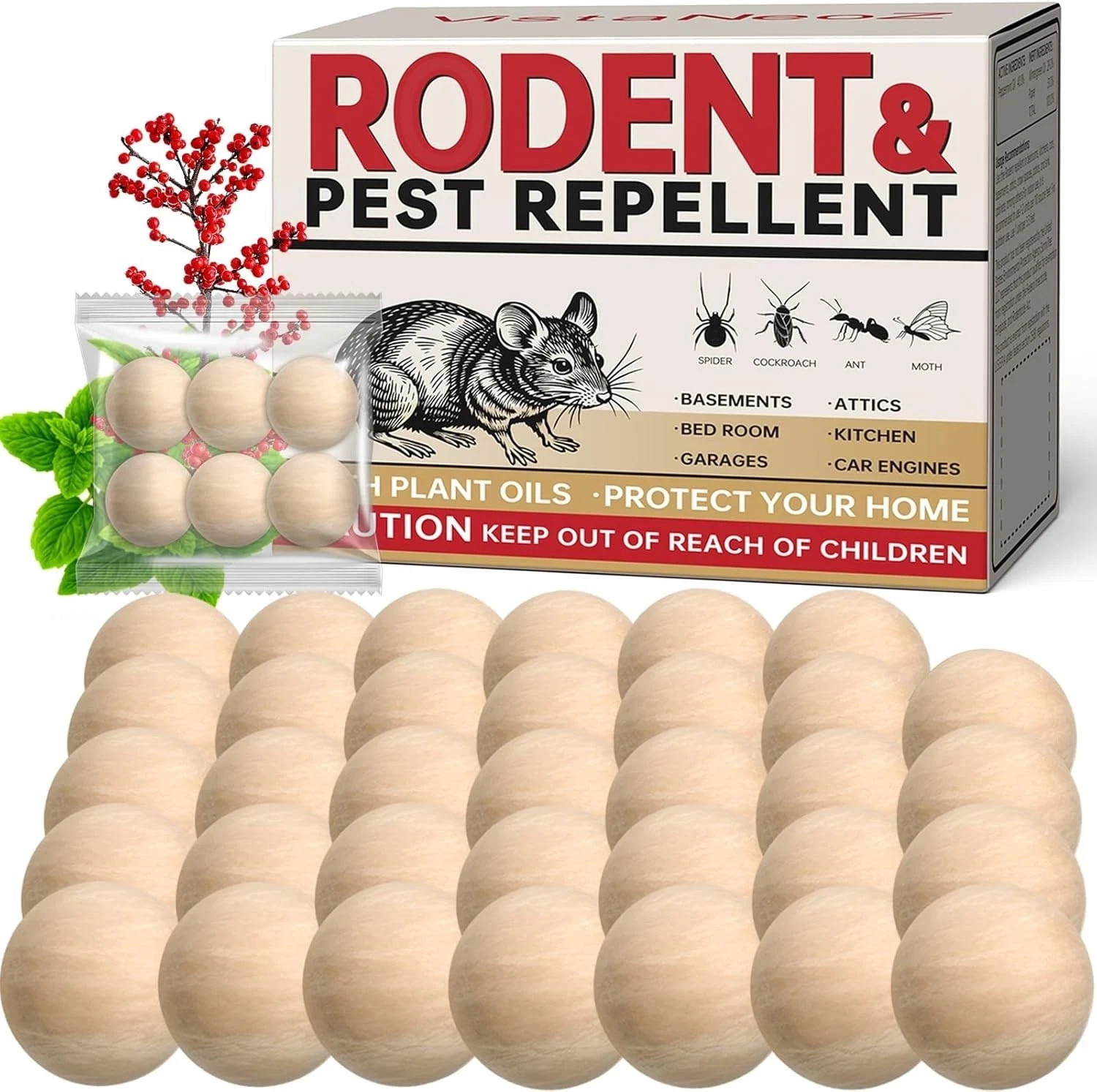 Mouse Rodent Repellent, 35 Pack Peppermint Oil to Repel Mice and Rats– Works for