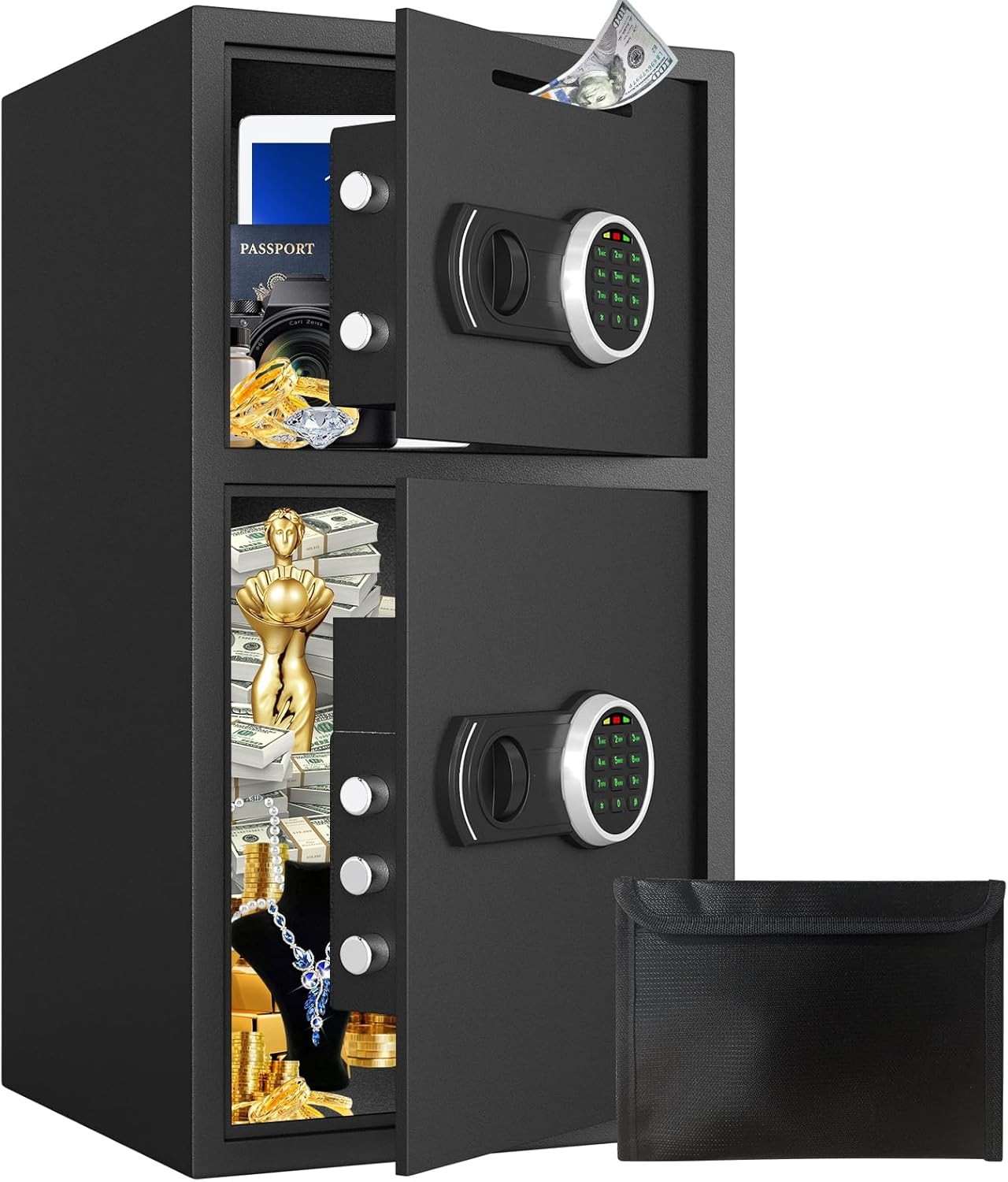 6.0 Cub Home Safe with Fireproof Waterproof Bag, Digital Safe Box with Drop Slot