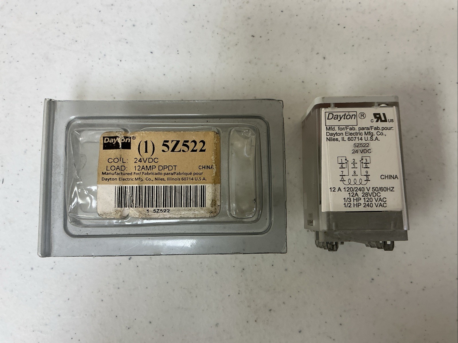 NEW DAYTON TUBE RELAY MODEL# 5Z522 24VDC 12 AMP, FREE SHIPPING