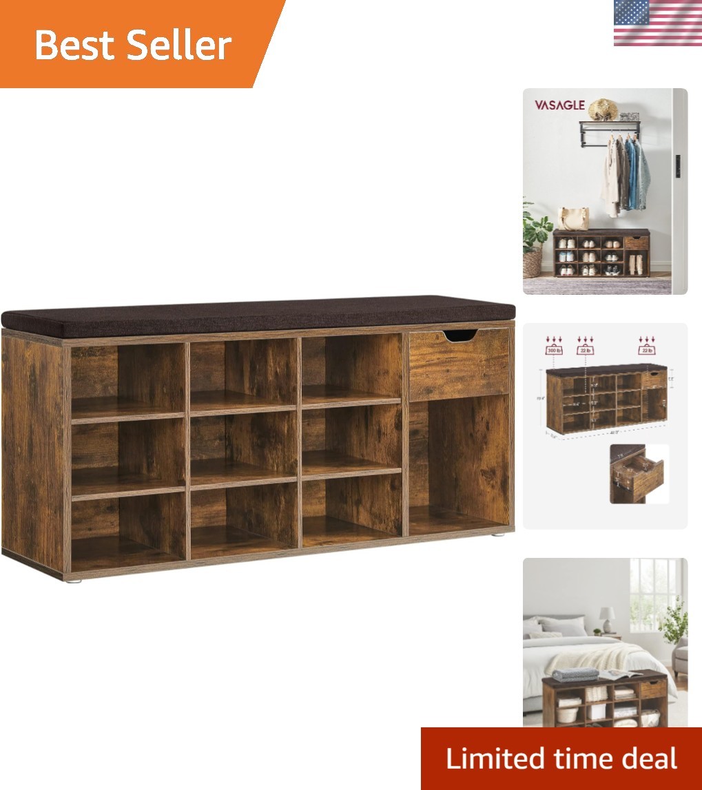 CUSTOS Collection - Storage Bench, Entryway Bench with Cushion, Drawer and Op...